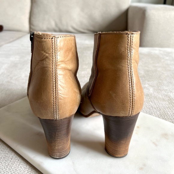 Comptoir Des Cotonniers Tan Brown Leather Western 3" Heel Ankle Boots Size 38 - Picture 4 of 11